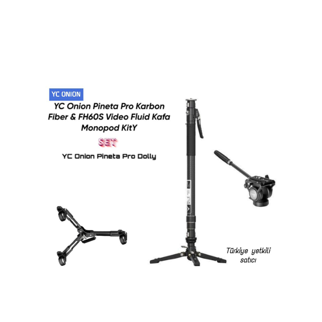 YC Onion Pineta Pro Karbon Fiber & FH60S Video Fluid Kafa Monopod Kit +YC Onion Pineta Pro Dolly