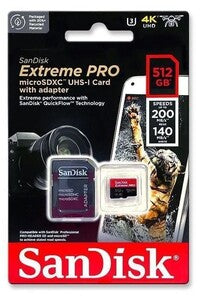 SanDisk 512GB 200MB/s Extreme Pro microSD Hafıza Kartı